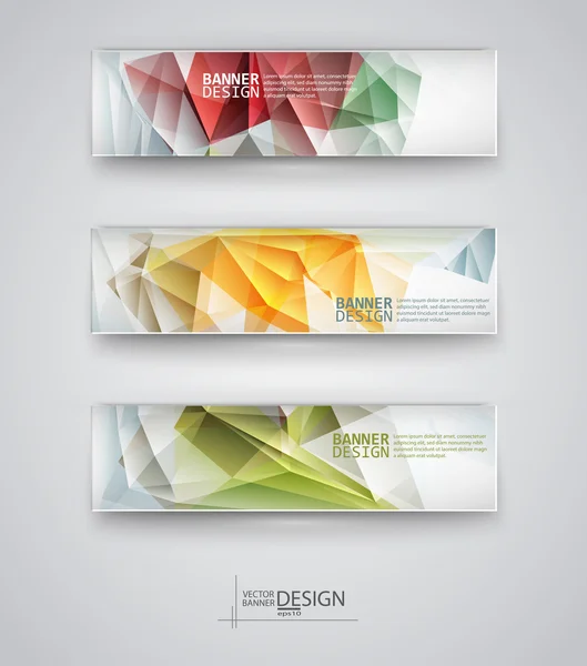 Conjunto de Banners com Multicolorido Mosaico Poligonal Fundos —  Vetores de Stock