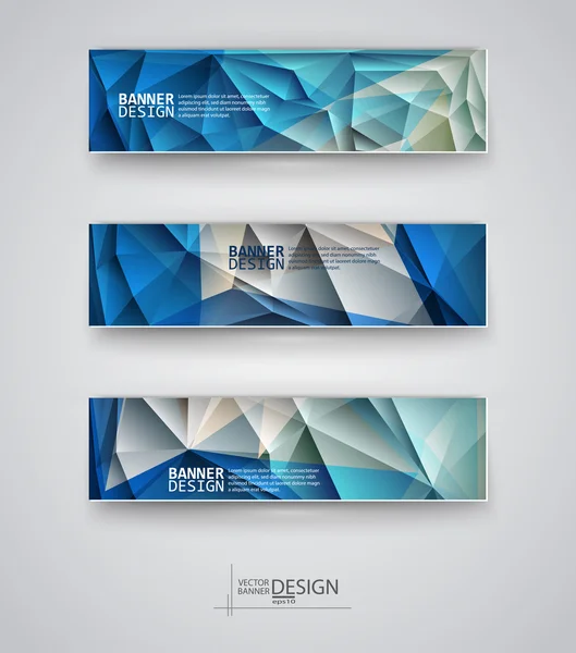 Conjunto de Banners com Multicolorido Mosaico Poligonal Fundos — Vetor de Stock