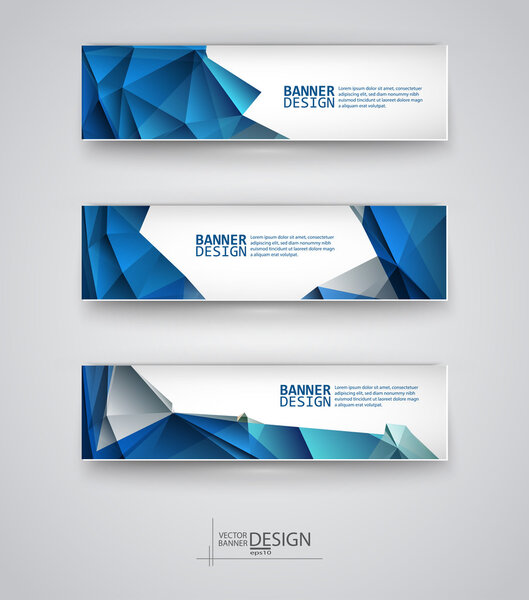 Набор баннеров с многоцветным многоугольным фоном мозаики
