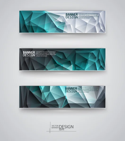 Conjunto de Banners com Multicolorido Mosaico Poligonal Fundos — Vetor de Stock