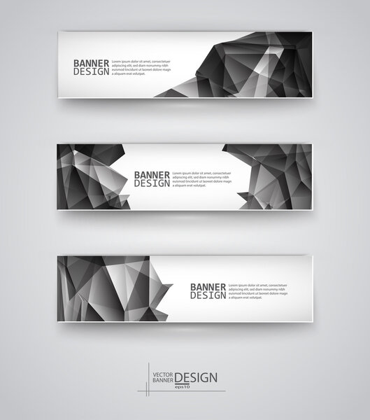 Набор баннеров с многоцветным многоугольным фоном мозаики
