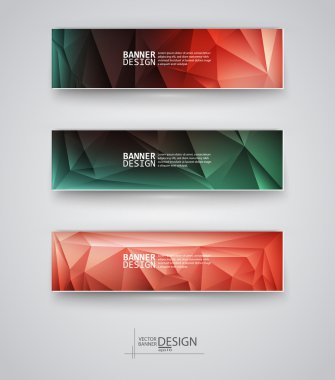 çok renkli poligonal mozaik arka planlar ile afiş kümesi