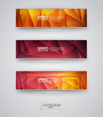 çok renkli poligonal mozaik arka planlar ile afiş kümesi