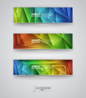 çok renkli poligonal mozaik arka planlar ile afiş kümesi