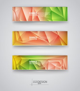 çok renkli poligonal mozaik arka planlar ile afiş kümesi