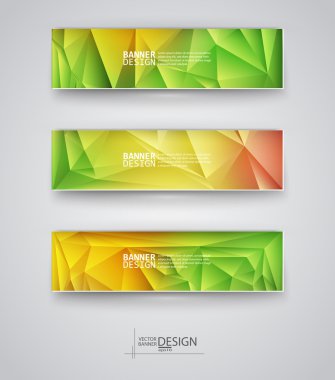 çok renkli poligonal mozaik arka planlar ile afiş kümesi