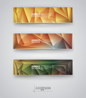 çok renkli poligonal mozaik arka planlar ile afiş kümesi