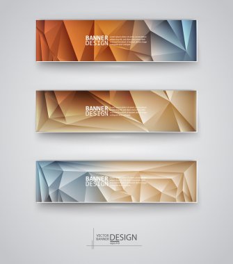 çok renkli poligonal mozaik arka planlar ile afiş kümesi