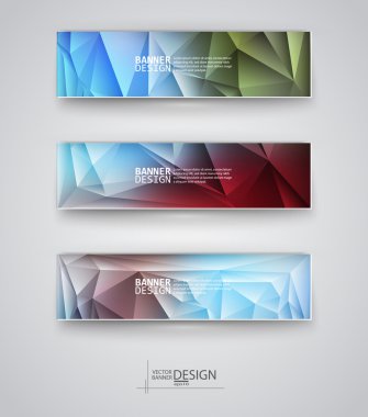 çok renkli poligonal mozaik arka planlar ile afiş kümesi