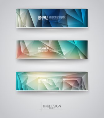 çok renkli poligonal mozaik arka planlar ile afiş kümesi