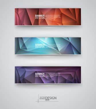 çok renkli poligonal mozaik arka planlar ile afiş kümesi