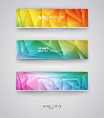 çok renkli poligonal mozaik arka planlar ile afiş kümesi