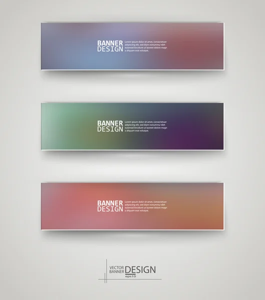 Templat desain bisnis. Set Banners dengan Multicolored Blured Latar Belakang - Stok Vektor