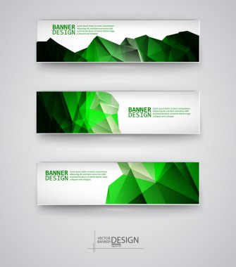 çok renkli poligonal mozaik arka planlar ile afiş kümesi