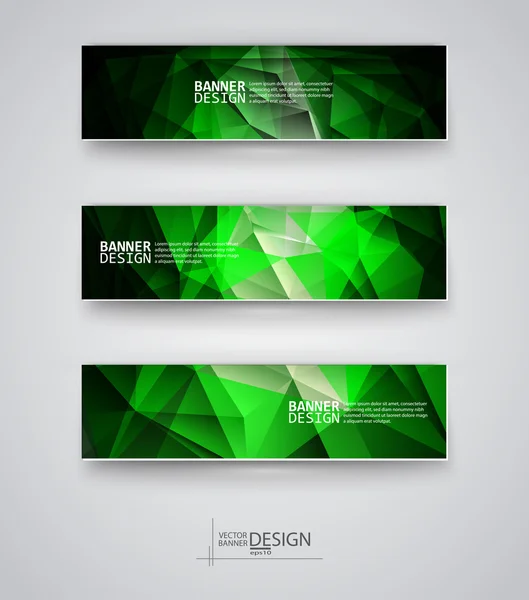 Set de Banners con Mosaico Poligonal Multicolor — Vector de stock