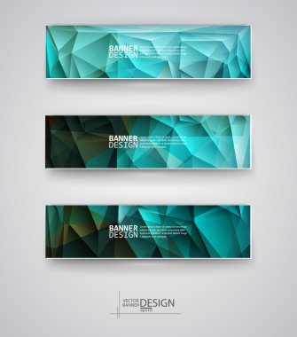 çok renkli poligonal mozaik arka planlar ile afiş kümesi