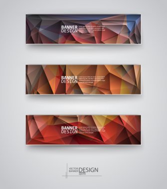 çok renkli poligonal mozaik arka planlar ile afiş kümesi