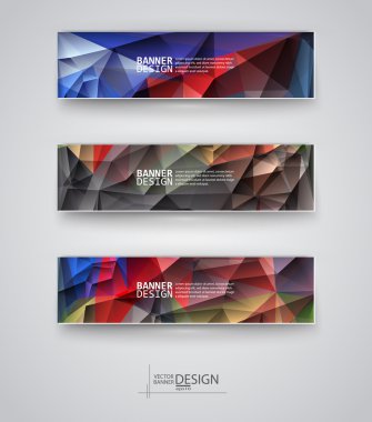 çok renkli poligonal mozaik arka planlar ile afiş kümesi