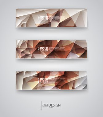 çok renkli poligonal mozaik arka planlar ile afiş kümesi