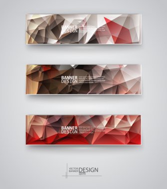 çok renkli poligonal mozaik arka planlar ile afiş kümesi