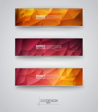 çok renkli poligonal mozaik arka planlar ile afiş kümesi