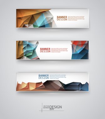 çok renkli poligonal mozaik arka planlar ile afiş kümesi