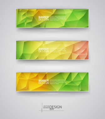 çok renkli poligonal mozaik arka planlar ile afiş kümesi