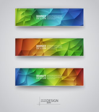 çok renkli poligonal mozaik arka planlar ile afiş kümesi