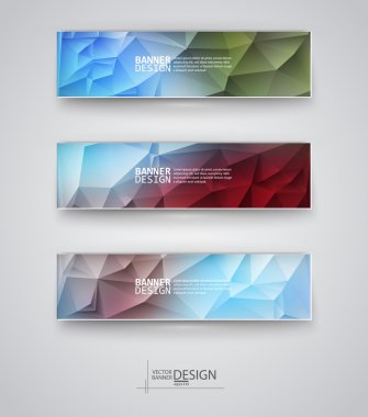 çok renkli poligonal mozaik arka planlar ile afiş kümesi