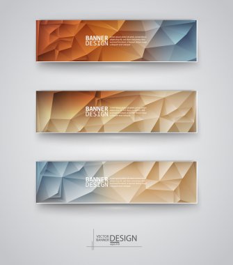 çok renkli poligonal mozaik arka planlar ile afiş kümesi