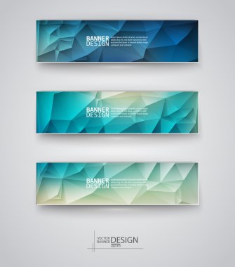 çok renkli poligonal mozaik arka planlar ile afiş kümesi