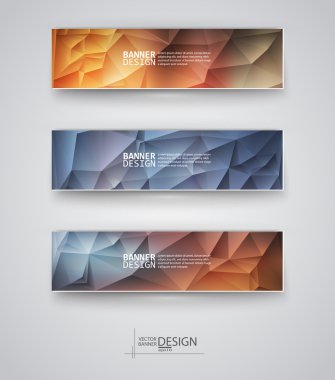 çok renkli poligonal mozaik arka planlar ile afiş kümesi