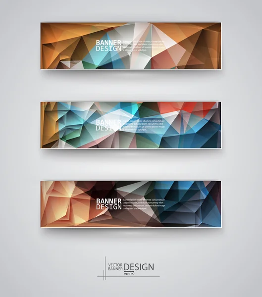 Set of Banners with Multicolored Polygonal Mosaic Backgrounds — Stock Vector