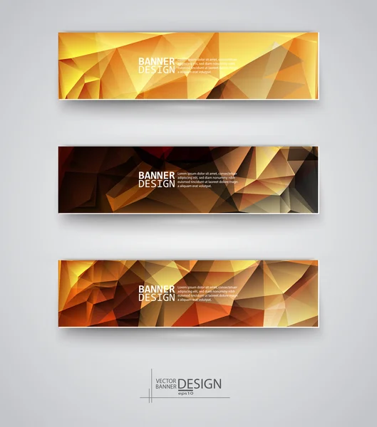 Set de Banners con Mosaico Poligonal Multicolor — Vector de stock