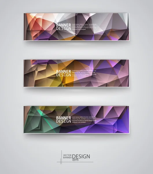 Conjunto de Banners com Multicolorido Mosaico Poligonal Fundos — Vetor de Stock