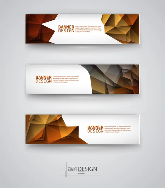 Set de Banners con Mosaico Poligonal Multicolor — Archivo Imágenes Vectoriales