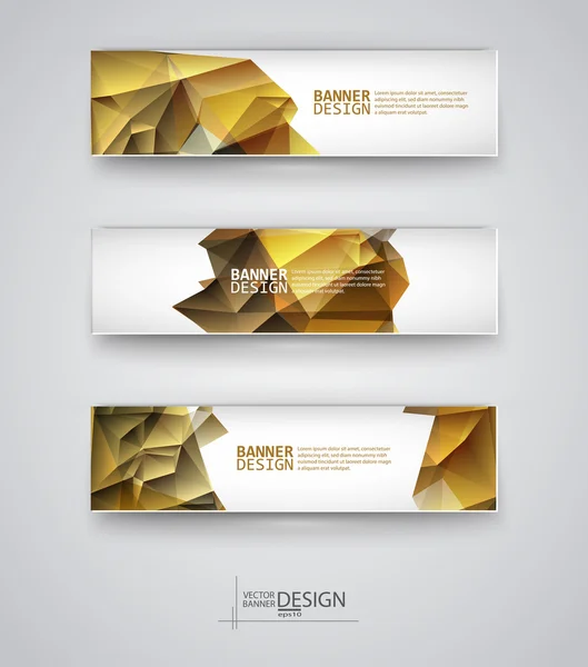 Set de Banners con Mosaico Poligonal Multicolor — Vector de stock