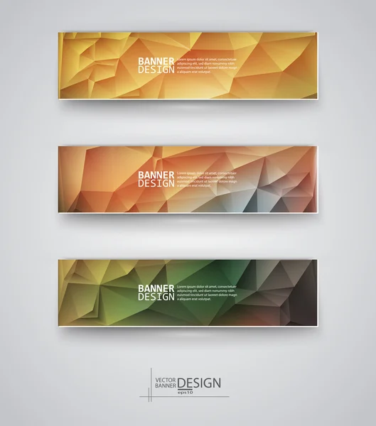 Set de Banners con Mosaico Poligonal Multicolor — Vector de stock