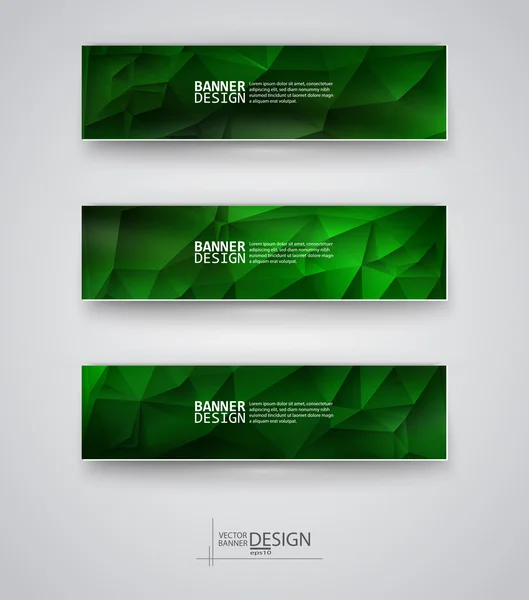 Set de Banners con Mosaico Poligonal Multicolor — Vector de stock