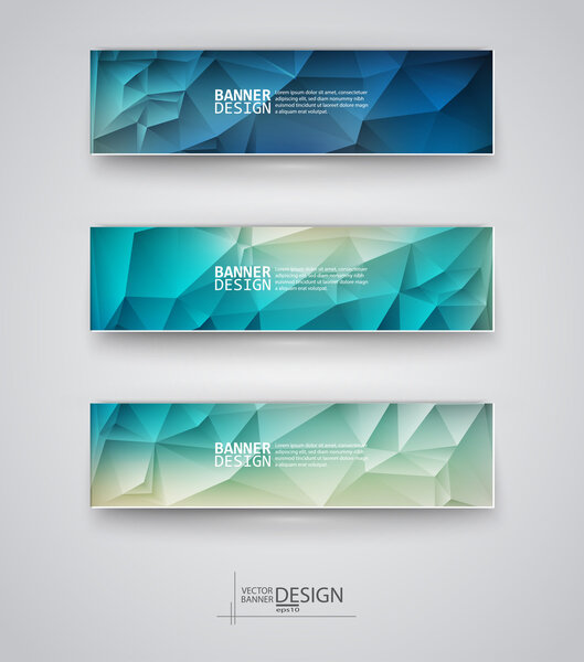 Набор баннеров с многоцветным многоугольным фоном мозаики
