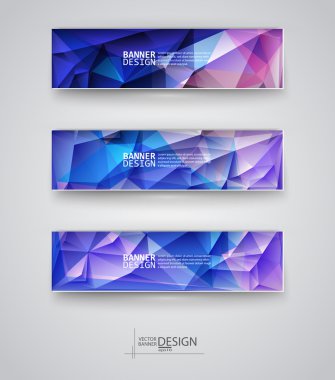 çok renkli poligonal mozaik arka planlar ile afiş kümesi