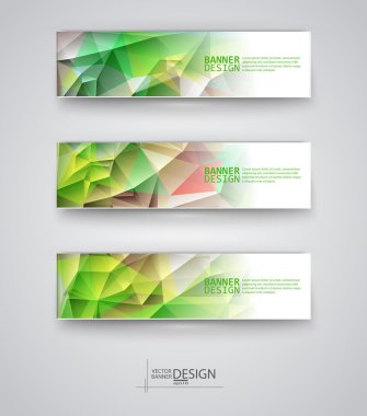 çok renkli poligonal mozaik arka planlar ile afiş kümesi