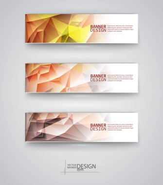 çok renkli poligonal mozaik arka planlar ile afiş kümesi