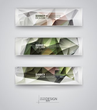 çok renkli poligonal mozaik arka planlar ile afiş kümesi