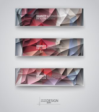 çok renkli poligonal mozaik arka planlar ile afiş kümesi