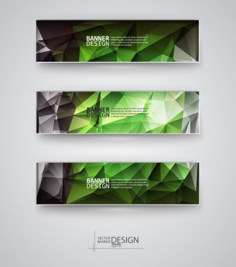 çok renkli poligonal mozaik arka planlar ile afiş kümesi