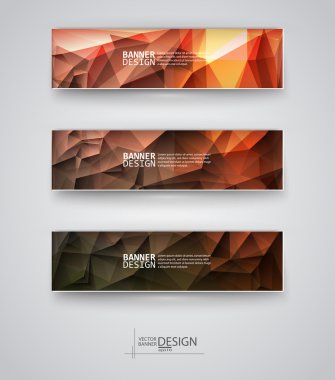 çok renkli poligonal mozaik arka planlar ile afiş kümesi