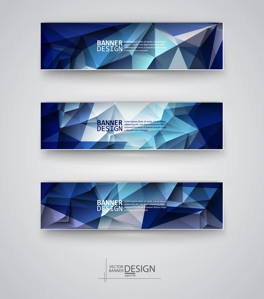 Set de Banners con Mosaico Poligonal Multicolor — Archivo Imágenes Vectoriales