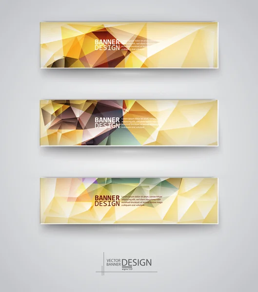 Set of Banners with Multicolored Polygonal Mosaic Backgrounds — Stock Vector