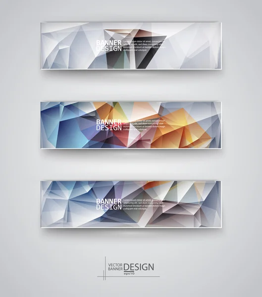 Ensemble de bannières avec milieux mosaïques polygonales multicolores — Image vectorielle